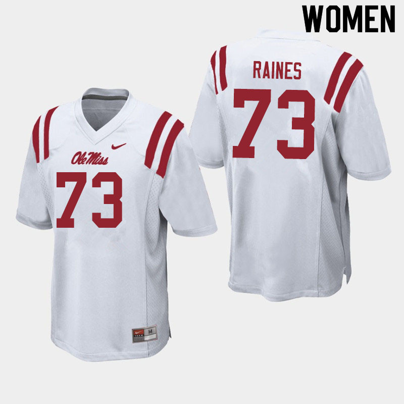 John Raines Ole Miss Rebels NCAA Women's White #73 Stitched Limited College Football Jersey QXS4158KH